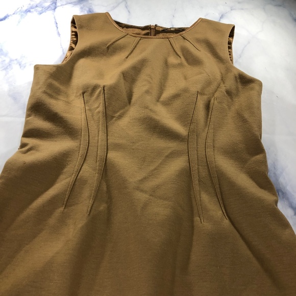 Elie Tahari Tan Camel Fitted Wool Blend Dress - Picture 3 of 8